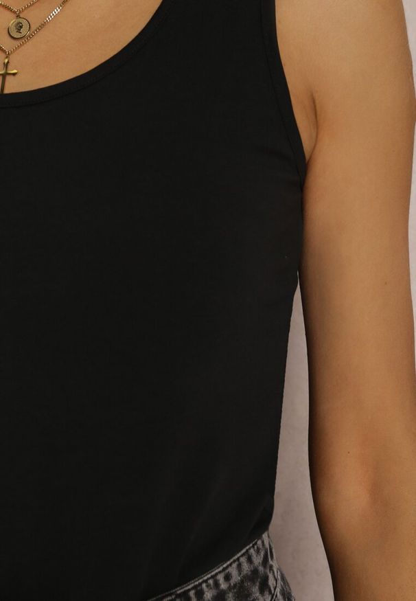 Renee - Czarny Top Bawełniany Parthothea. Kolor: czarny. Materiał: bawełna. Długość rękawa: na ramiączkach. Styl: klasyczny