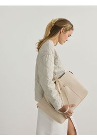 Reserved - Torebka shopper z imitacji skóry - kremowy. Kolor: kremowy. Materiał: skórzane #1