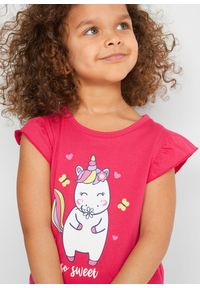 bonprix - T-shirt dziewczęcy (2 szt.), bawełna organiczna. Kolor: różowy. Materiał: bawełna