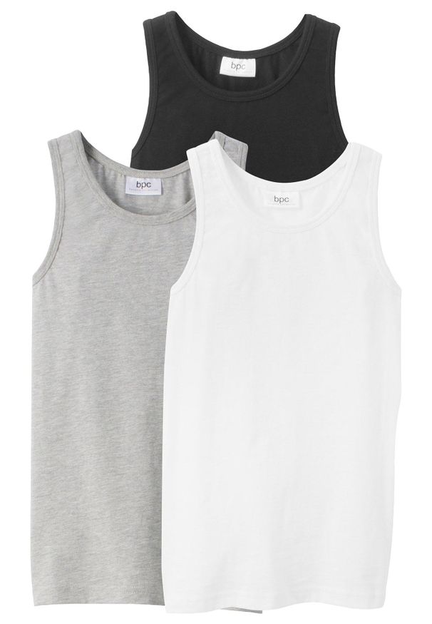 bonprix - Podkoszulki z miękką bawełną (3 szt.). Kolor: czarny. Materiał: bawełna. Długość rękawa: na ramiączkach. Wzór: gładki