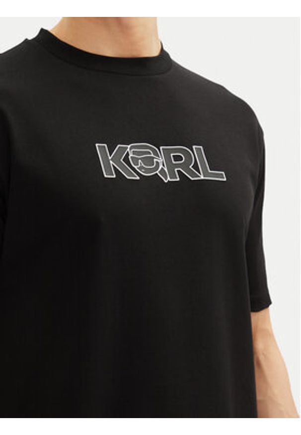 Karl Lagerfeld - KARL LAGERFELD T-Shirt 755156 552235 Czarny Regular Fit. Typ kołnierza: dekolt w karo. Kolor: czarny. Materiał: bawełna