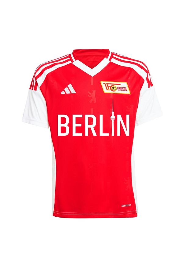 Adidas - Koszulka 1. FC Union Berlin 24/25 Home Kids. Kolor: czerwony, biały, wielokolorowy, różowy. Materiał: materiał