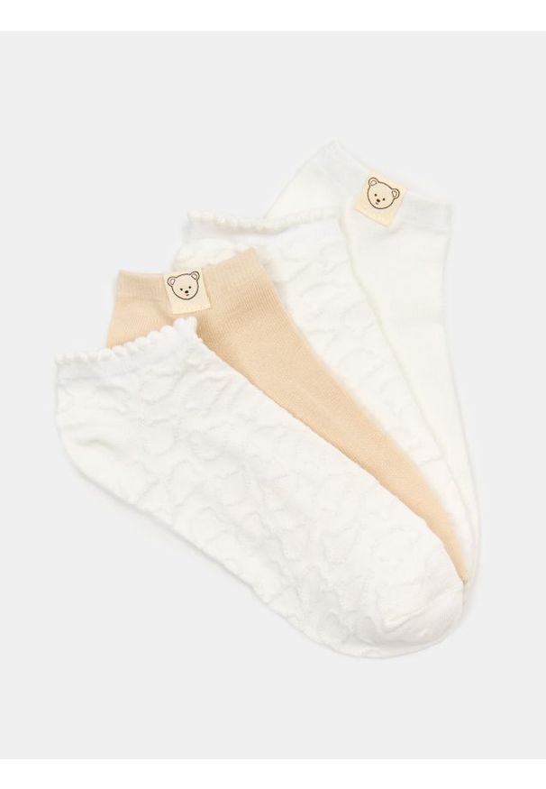 Sinsay - Bawełniane stopki 4 pack - kremowy. Kolor: kremowy. Materiał: bawełna
