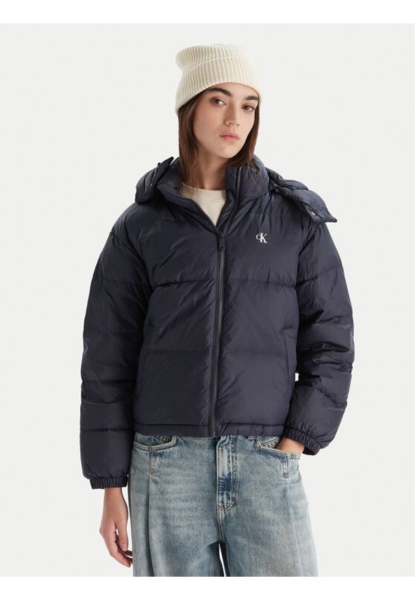 Calvin Klein Jeans Kurtka puchowa Essential LV047D501G Granatowy Relaxed Fit. Kolor: niebieski. Materiał: syntetyk