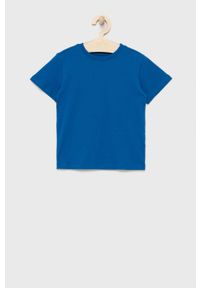 OVS t-shirt bawełniany dziecięcy z nadrukiem. Kolor: niebieski. Materiał: bawełna. Wzór: nadruk