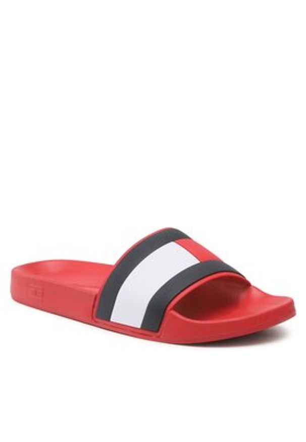 TOMMY HILFIGER - Tommy Hilfiger Klapki Rubber Th Flag Pool Slide FM0FM04263 Czerwony. Kolor: czerwony