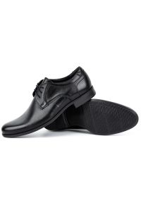 Kampol Buty męskie eleganckie skórzane 344KAM czarne. Kolor: czarny. Materiał: skóra. Obcas: na obcasie. Styl: elegancki. Wysokość obcasa: średni #9