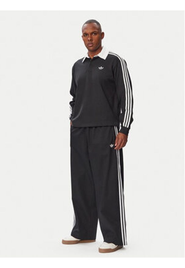 Adidas - adidas Polo 3-Stripes Rugby Longsleeve Polo KE3576 Czarny Regular Fit. Typ kołnierza: polo. Kolor: czarny. Materiał: bawełna. Długość rękawa: długi rękaw