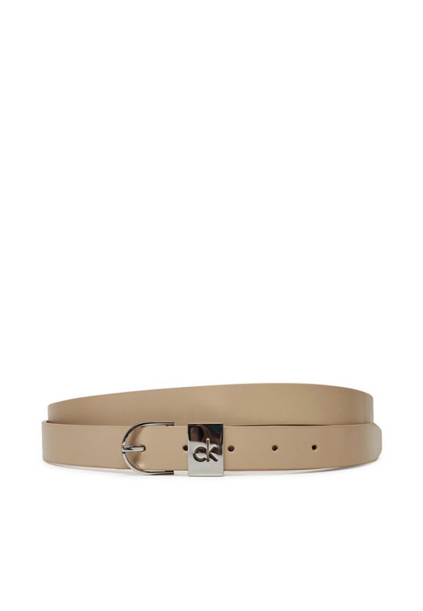 Calvin Klein Pasek Damski Ck Loop Rnd Buckle 2.5_Smooth K60K612936 Beżowy. Kolor: beżowy. Materiał: skóra
