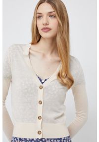 Calvin Klein kardigan wełniany damski kolor beżowy lekki. Okazja: na co dzień. Kolor: beżowy. Materiał: wełna. Długość rękawa: długi rękaw. Długość: długie. Styl: casual #3