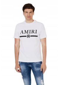 Amiri - AMIRI T-shirt męski biały z podkreślonym logo. Kolor: biały #6