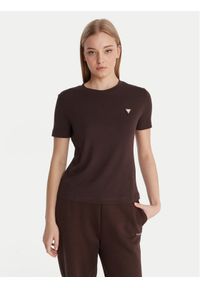 Guess T-Shirt V6RI17 KD741 Brązowy Regular Fit. Kolor: brązowy. Materiał: bawełna #1