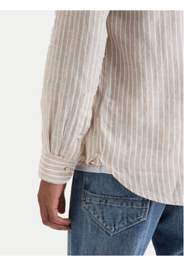 TOMMY HILFIGER - Tommy Hilfiger Koszula Bengal MW0MW42400 Beżowy Regular Fit. Kolor: beżowy. Materiał: len