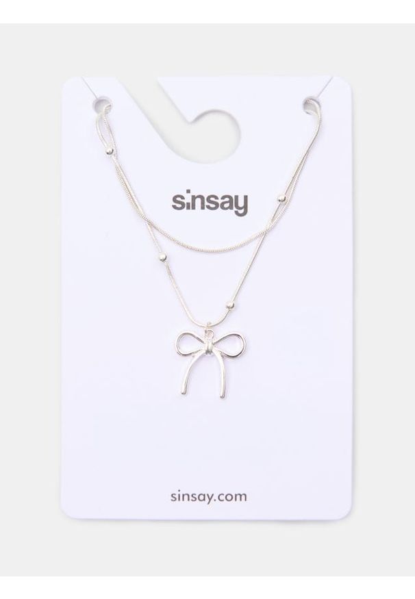 Sinsay - Naszyjniki z kokardką i koralikami 2 pack - srebrny. Materiał: srebrne. Kolor: srebrny