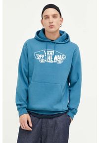 Vans bluza męska kolor niebieski z kapturem z nadrukiem. Typ kołnierza: kaptur. Kolor: niebieski. Wzór: nadruk #2