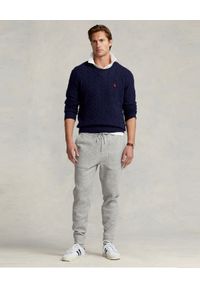 Ralph Lauren - RALPH LAUREN - Szare spodnie dresowe Jogger z logo. Kolor: szary. Materiał: dresówka. Wzór: haft