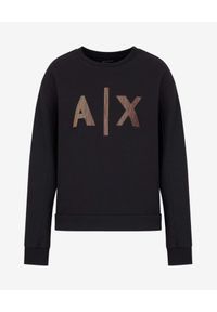 Armani Exchange - ARMANI EXCHANGE - Czarna bluza z logo. Kolor: czarny. Materiał: materiał. Długość rękawa: długi rękaw. Długość: długie