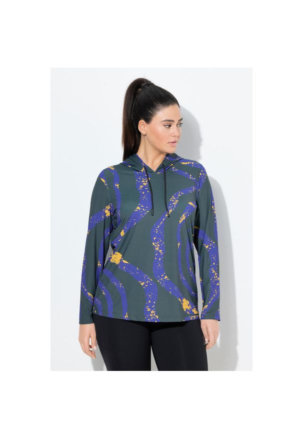 ULLA POPKEN - Damskie Koszulka funkcyjna LSF 50+ slim fit kaptur długi rękaw. Kolekcja: plus size. Kolor: zielony. Materiał: poliester, materiał, elastan. Długość rękawa: długi rękaw. Długość: długie