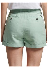 Spodenki sportowe damskie Superdry Studios Linen. Kolor: zielony. Materiał: bawełna, len