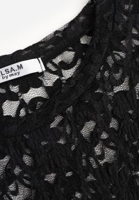 Renee - Czarna Bluzka z Koronki o Asymetrycznym Kroju Kortesta. Kolor: czarny. Materiał: koronka. Wzór: koronka #3