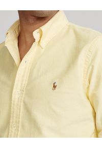 Ralph Lauren - RALPH LAUREN - Żółta koszula Oxford Slim Fit. Typ kołnierza: polo. Kolor: żółty. Wzór: haft, kolorowy. Styl: klasyczny, elegancki