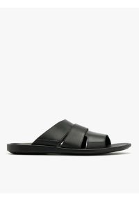 Ryłko - Czarne klapki męskie. Kolor: czarny. Materiał: skóra. Styl: street #1