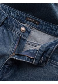 Ombre Clothing - Męskie jeansowe spodnie TAPERED FIT z dziurami – ciemnoniebieskie V3. Kolor: niebieski. Materiał: jeans. Wzór: aplikacja. Styl: retro, elegancki, vintage #3