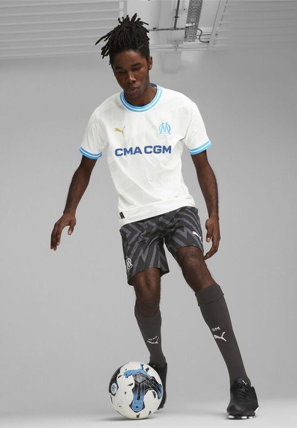 Puma - Męska koszulka domowa Olympique de Marseille 23/24 PUMA. Kolor: biały, wielokolorowy, niebieski