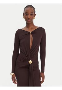 Elisabetta Franchi Sukienka wieczorowa AB-R146-1E2-V750 Brązowy Regular Fit. Kolor: brązowy. Materiał: wiskoza. Styl: wizytowy #3