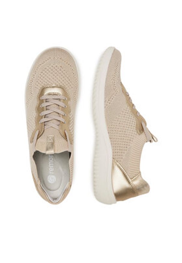 Remonte Sneakersy D1E05-60 Złoty. Kolor: złoty. Materiał: materiał
