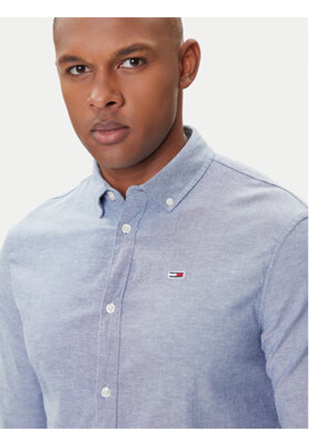 Tommy Jeans Koszula Oxford DM0DM09594 Niebieski Slim Fit. Kolor: niebieski. Materiał: bawełna
