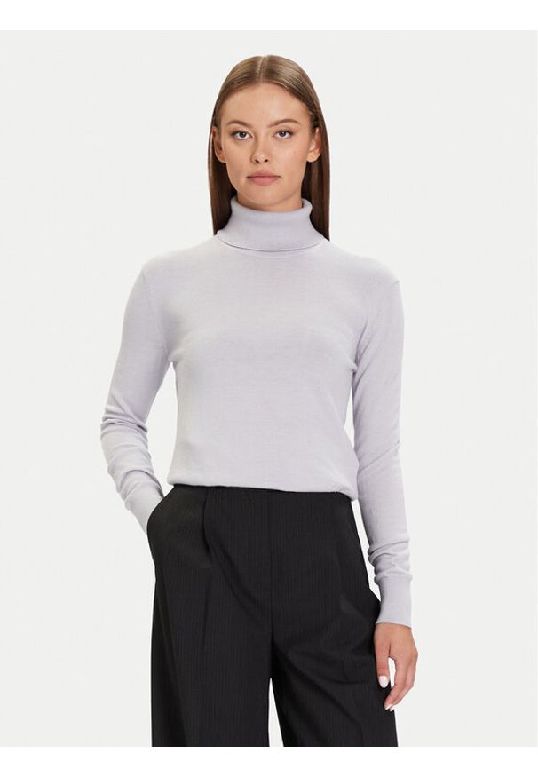 Calvin Klein Golf LV044D371G Fioletowy Regular Fit. Typ kołnierza: golf. Kolor: fioletowy. Materiał: syntetyk