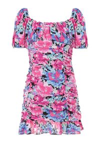Born2be - Fuksjowa Sukienka Ampele. Kolor: różowy. Wzór: kolorowy, aplikacja, kwiaty. Typ sukienki: dopasowane. Styl: klasyczny. Długość: mini #4