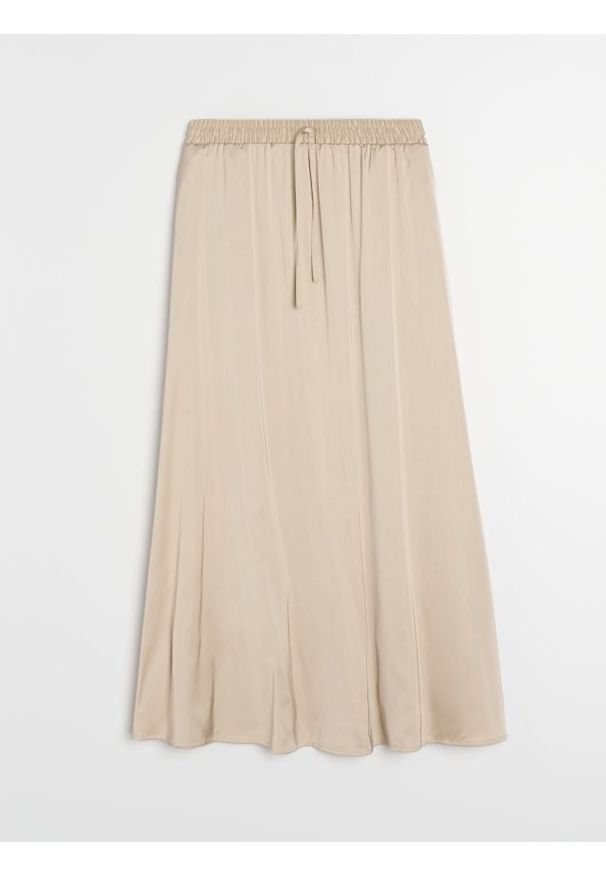 Sinsay - Jednolita spódnica midi - beżowy. Kolor: beżowy. Wzór: jednolity