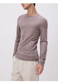 Reserved - Lniany longsleeve - brązowy. Kolor: brązowy. Materiał: len. Długość rękawa: długi rękaw