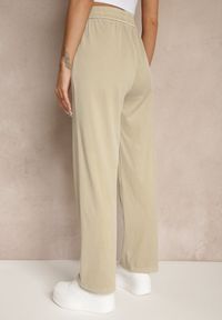 Renee - Beżowe Spodnie z Wiskozą High Waist z Ozdobną Aplikacją Frovanna. Okazja: na co dzień. Stan: podwyższony. Kolor: beżowy. Materiał: wiskoza. Wzór: aplikacja. Styl: klasyczny, elegancki, casual #5