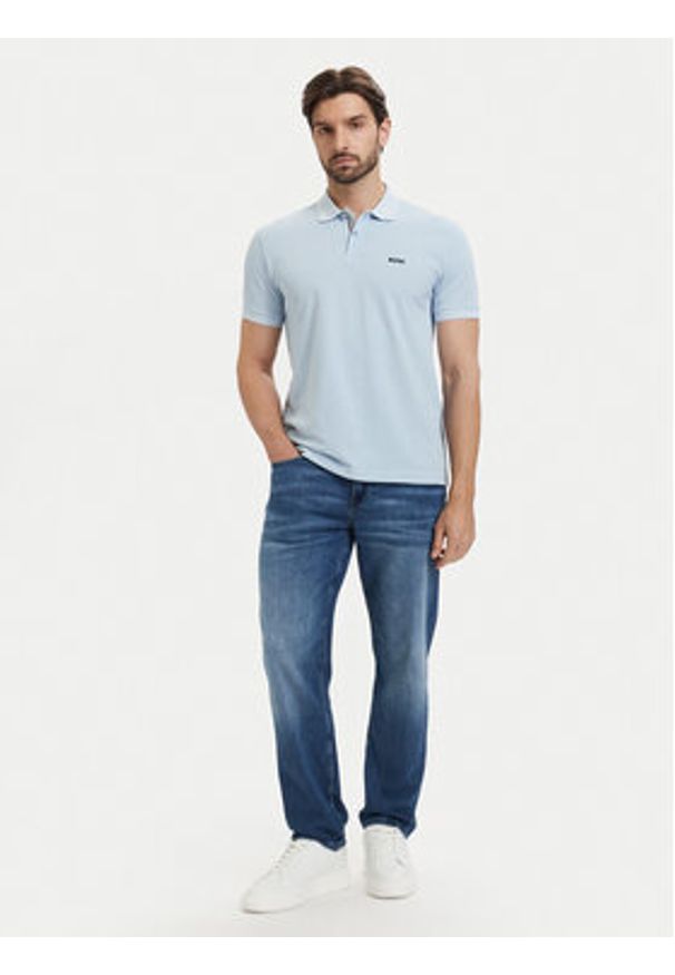 BOSS Polo Pl Goc Birdie 3 50559355 Niebieski jasny Regular Fit. Typ kołnierza: polo. Kolor: niebieski. Materiał: bawełna