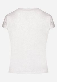 Born2be - Jasnoszary Bawełniany T-shirt z Metalicznym Nadrukiem Farilna. Okazja: na co dzień. Kolor: szary. Materiał: bawełna. Wzór: nadruk. Styl: casual #4