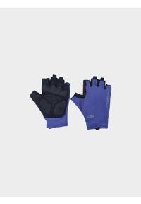 4f - Rękawiczki rowerowe z żelowymi wkładkami uniseks - granatowe. Kolor: niebieski. Materiał: tkanina, syntetyk, elastan, materiał, skóra. Wzór: jednolity. Sport: kolarstwo