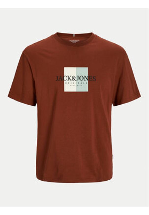 Jack & Jones - Jack&Jones T-Shirt Fredeiksberg 12262492 Brązowy Regular Fit. Kolor: brązowy. Materiał: bawełna