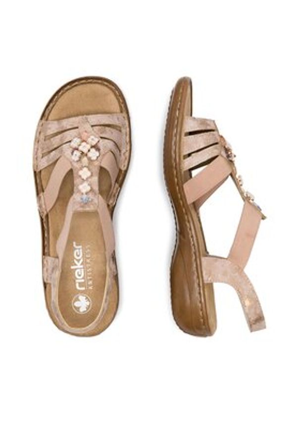 Rieker Sandały 60855-31 Różowy. Kolor: różowy. Materiał: syntetyk