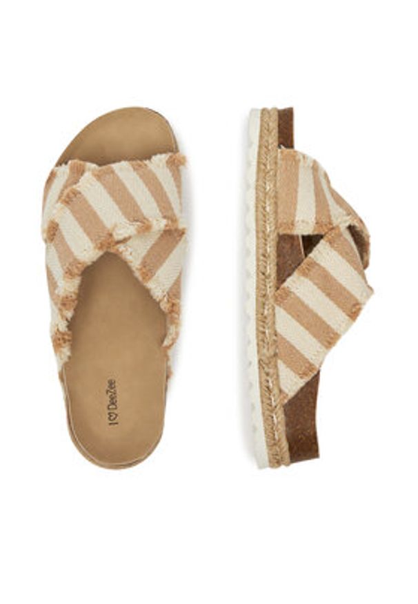 DeeZee Klapki CT0626-15 Beżowy. Kolor: beżowy. Materiał: materiał