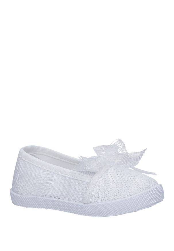 Casu - Białe trampki slip on z kokardką casu 3156. Zapięcie: bez zapięcia. Kolor: biały