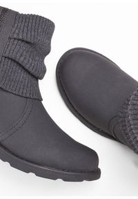 bonprix - Botki z dzianinową wstawką. Zapięcie: zamek. Kolor: szary. Materiał: dzianina #3