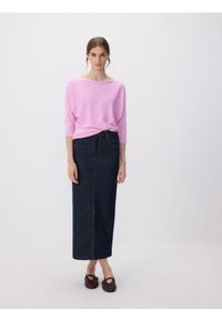 Reserved - Sweter z wiskozą - różowy. Kolor: różowy. Materiał: wiskoza. Wzór: gładki