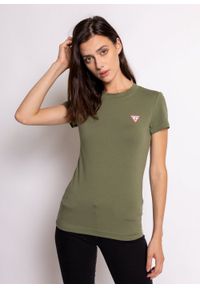 Koszulka damska Guess Ss Cn Mini Triangle Tee (W1YI0ZJ1311-G8DO). Kolor: zielony. Sezon: lato #4