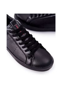 Trampki Męskie Cross Jeans Czarne II1R4013C. Kolor: czarny. Materiał: materiał, skóra. Szerokość cholewki: normalna. Wzór: aplikacja