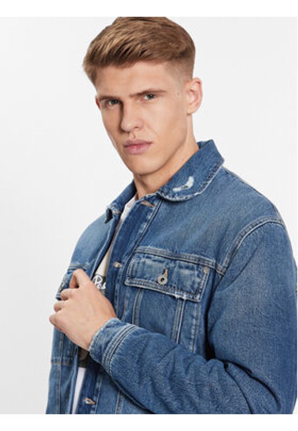 Pepe Jeans Kurtka jeansowa Young Bandana PM402673 Niebieski Regular Fit. Kolor: niebieski. Materiał: bawełna