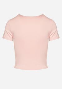 Born2be - Różowy T-shirt Krótki z Wiskozą Eframera. Okazja: na co dzień. Kolor: różowy. Materiał: wiskoza. Długość: krótkie. Styl: klasyczny, elegancki, casual #4