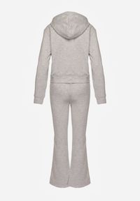Renee - Jasnoszary Komplet Dresowy z Bawełny Spodnie Dzwony i Rozpinana Bluza z Kapturem Auim. Kolor: szary. Materiał: bawełna, dresówka #4
